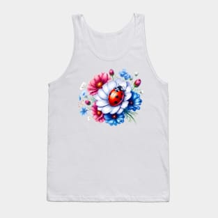 A ladybug decorated with beautiful colorful flowers. Tank Top